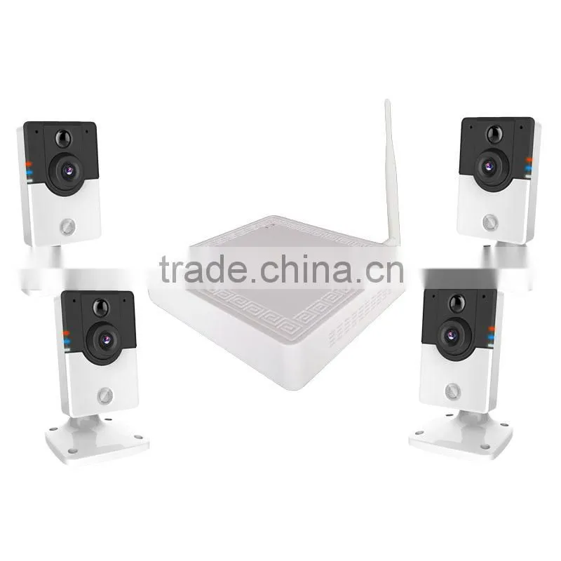 PPPOE DC12V HDD 4ch nvr kit with 4pcs HD wifi IP camera for shop
