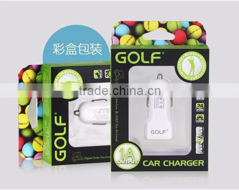 GOLF GF-C02 5V/1A Fast Charging Auto USB Car Charger For iPhone 5/5s 6/6s USB Car Charger For Mobile Phone GPS MP3/4 TB-0376