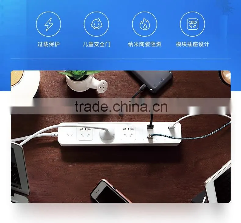 Rock pc nano ceram power Strip Socket with 4 USB smart Socket Plug Multifunctional Smart Power Strip Electronics