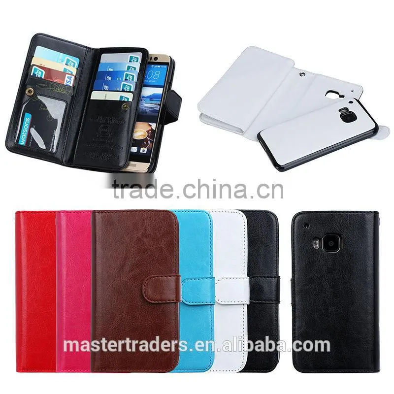Cheap Crazy Horse Grain 2 In 1 Wallet PU Leather Case With Multi Card Slot For HTC One M9 MT-3657