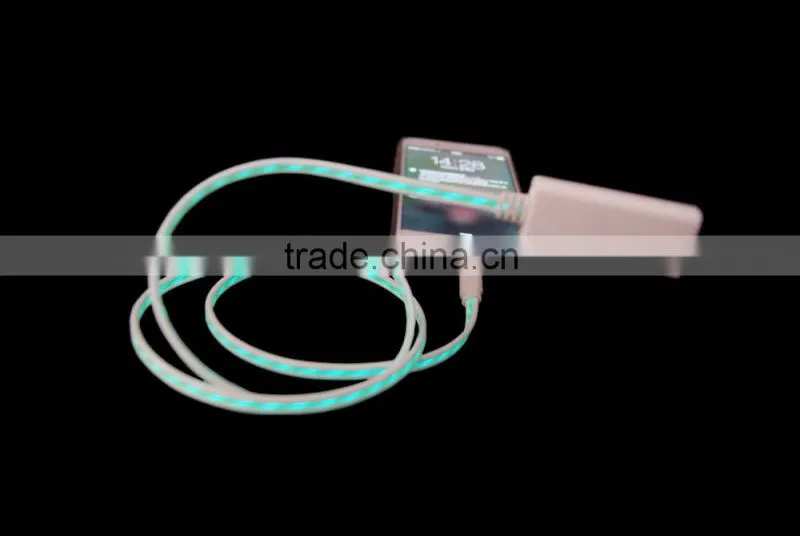 el data cable with glowing chasing light el wire usb cable micro usb 8pin lighting usb cbale led light for smartphones