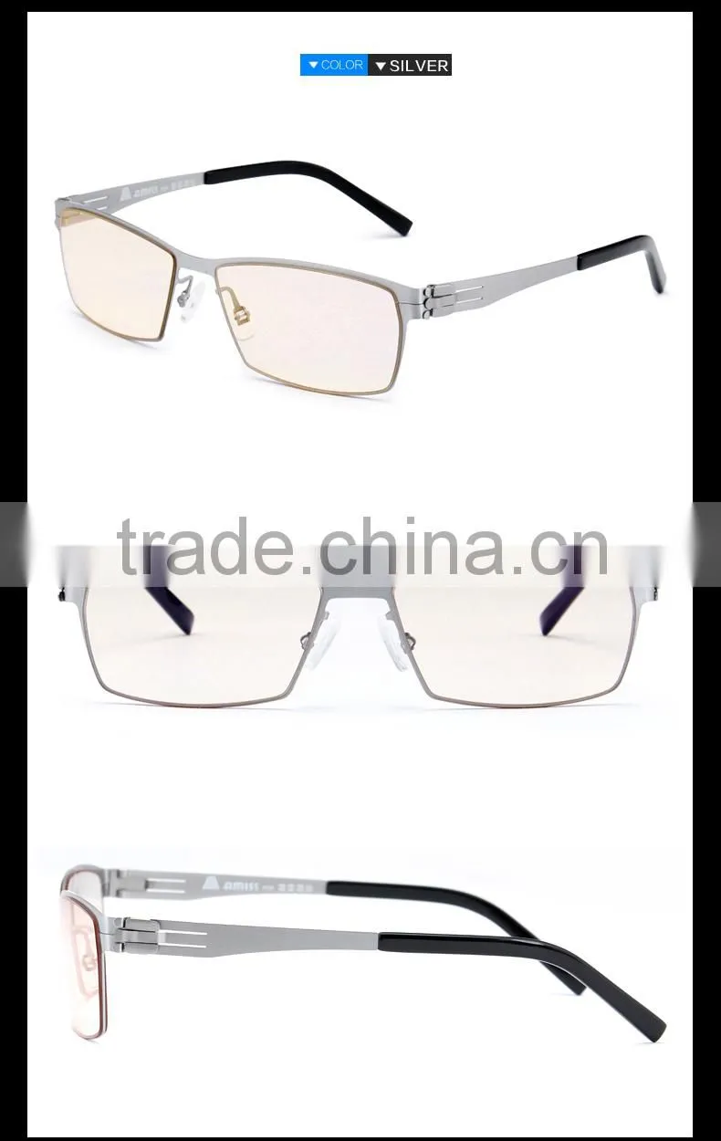 AMISS Modern Elastic Thin Stainless Steel Glasses Anti Blue Light