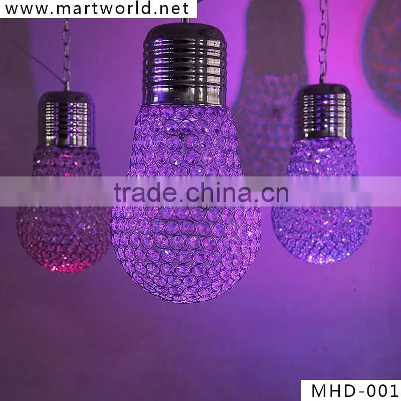 new design LED RGB lighting crystal bulb,crystal bulb shape chandelier, crystal chandelier for wedding decoration(MHD-001)