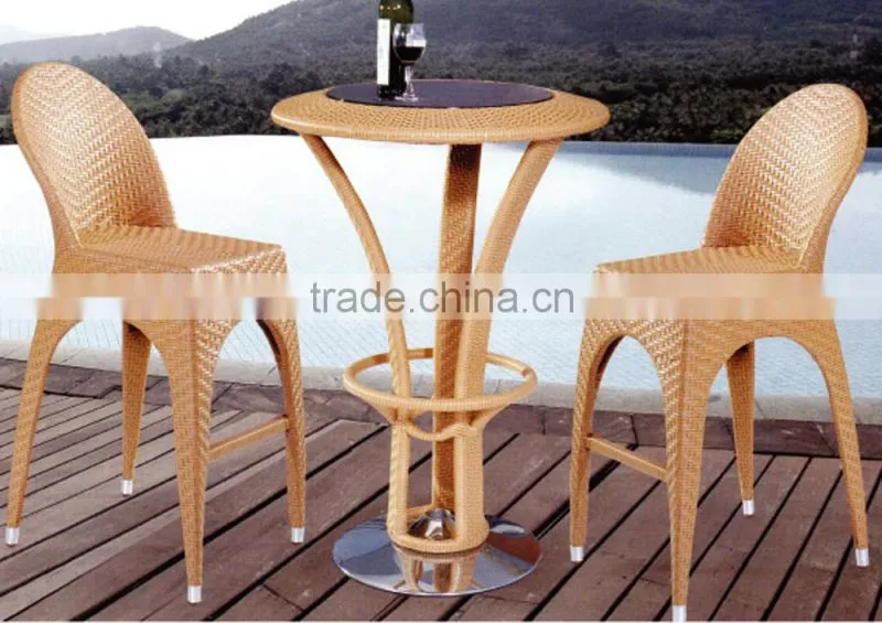 Outdoor Patio Plastic Resin Rattan Weaving Wicker High Back Bar Chairs