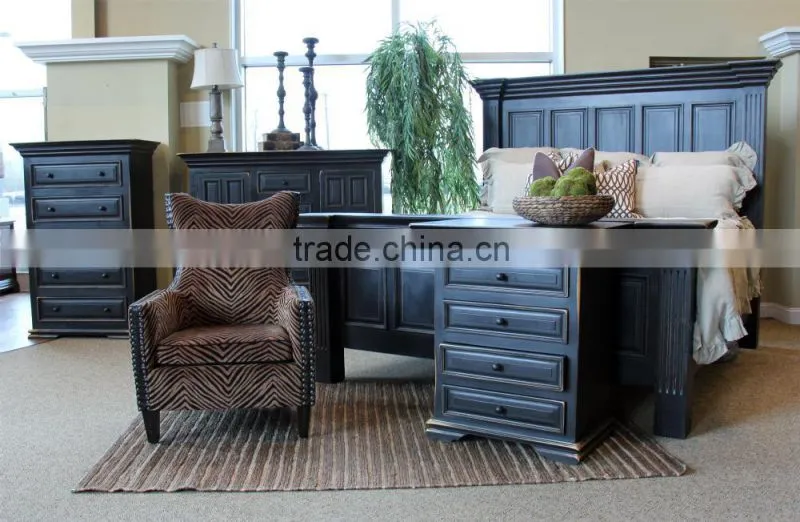 Wyoming Queen size black american style Panel Bed AS-B33