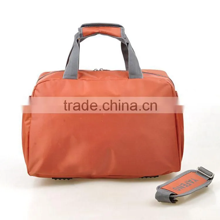 Wholesale high capacity solid color polyester travel sport tote bag with long strap