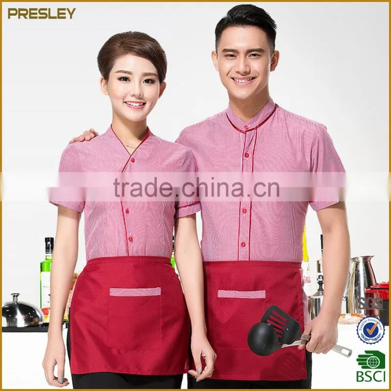 Fashion restaurant hotel customized waitress and waiter uniform design