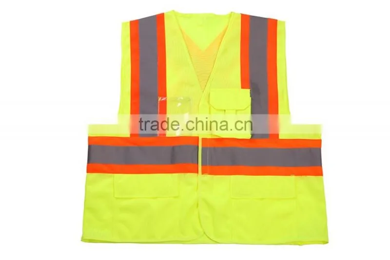 Reflective Working Safety Vest motorcycle multi pocket orange reflective vest