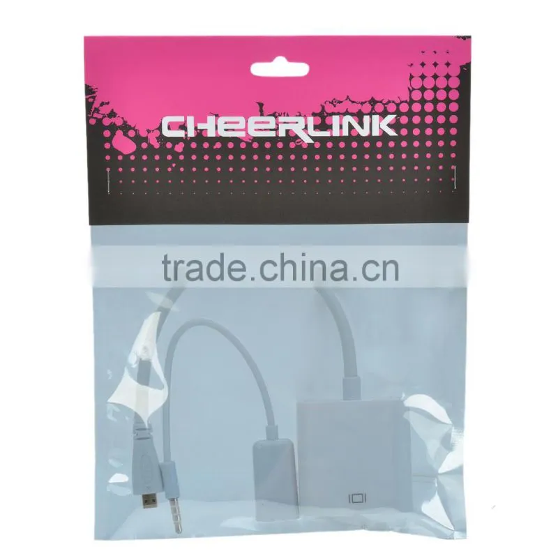 Micro HDMI Male to VGA Female Cable + Bisected Audio Cable Set - White