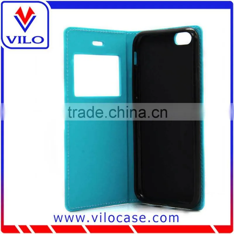 Combo color Leather flip case for iphone 6s with window