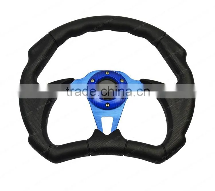 Racing Car Steering Wheel 13inch 14inch, PU Steering Wheel Flat Style