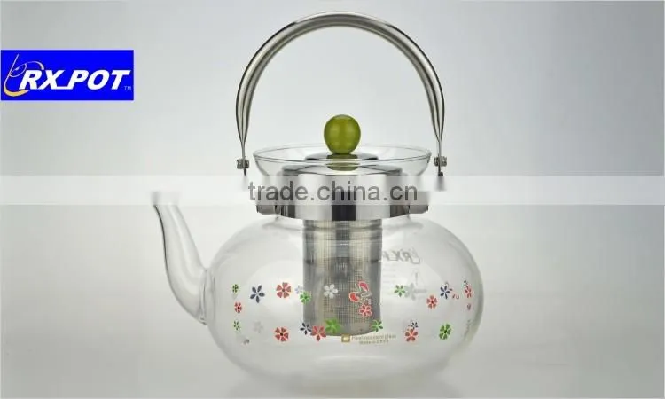 Hot Selling Useful Gift Hand Blown Heat Resistant Borosilicate Glass Coffee Pot 1300J/1600J/2200J