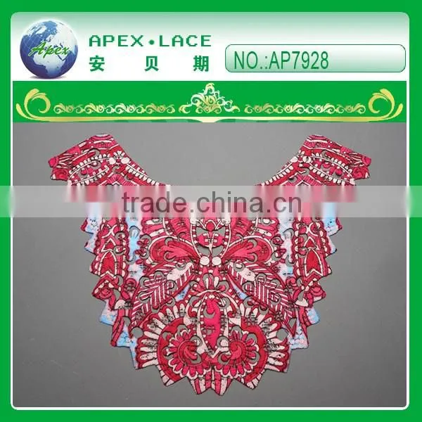 new design printed neck embroidery lace AP7928