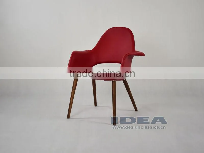 Replica Eero Saarinen Organic Chair - Red Genuine Leather