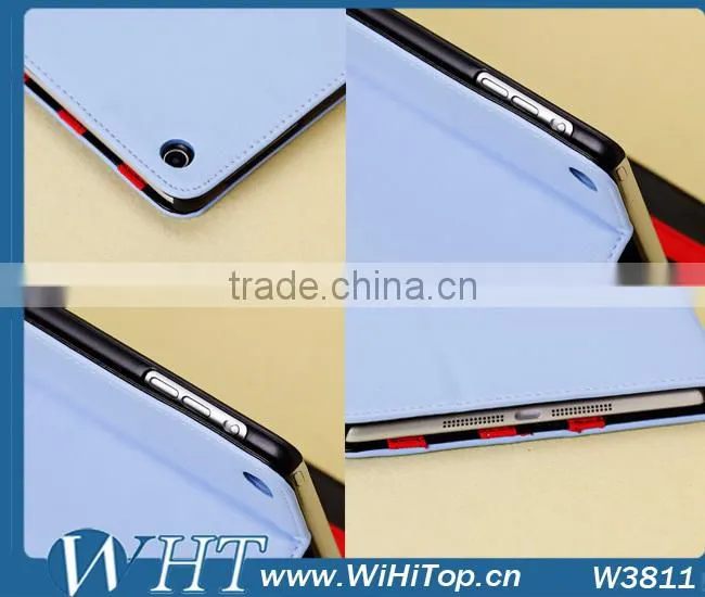 For iPad Mini Leather Stand Case Cover.Korean Design Look Soft Leather Case Stand Wallet Cover For iPad Mini
