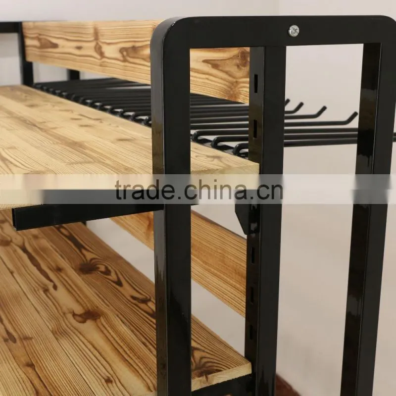 Wood and metal clothes display Trousers rack with hanging
