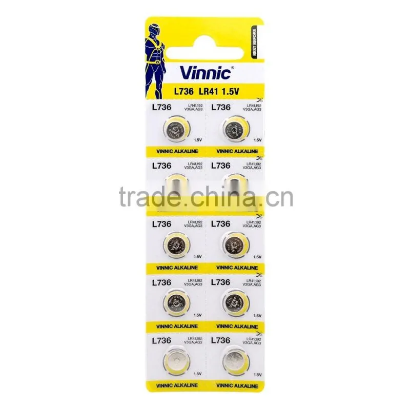 192 ag3 L736 lr41 1.5v alkaline battery Primary Button Cell bicycle light use