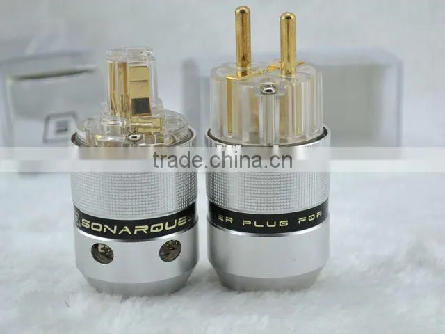 Sonar Quest Aluminum metal + 24K Gold Plated EUR Power Plug & IEC Connector