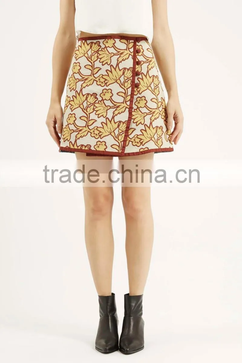 Floral Wrap High-Waisted Skirt