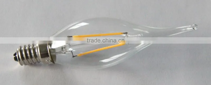 CE TUV ERP led candle filament e14 2w led filament candle