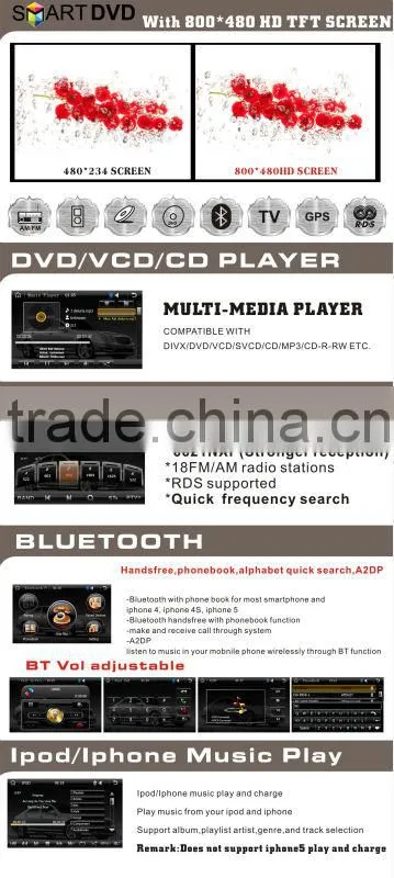 6.2inch HD 1080P BT TV GPS IPOD Fit for ford mondeo/S-max touch screen car dvd player gps