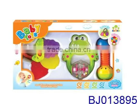 Best Christmas baby toy 3pcs plastic baby teether toy