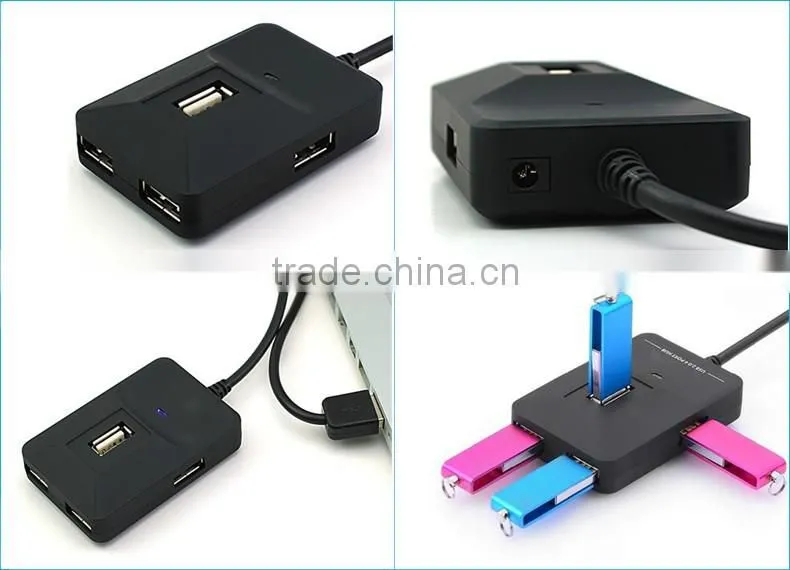 4 USB Port Hub USB 2.0 HUB for Pc Laptop Notebook Computer - Black