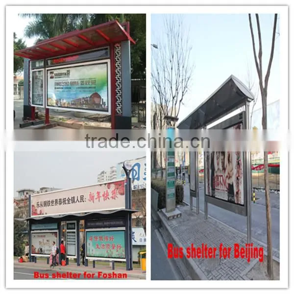 Modern Style Stainless Steel or Aluminum Bus Stop Shelter with Waiting Chair for City / Town Construction