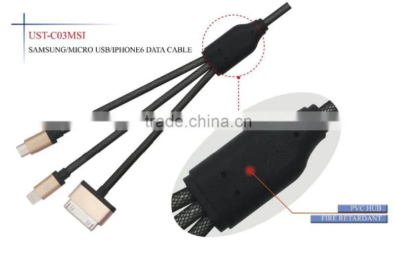 All in one date/charge cable for Sam sung,micro USB,Iphone6 data cable