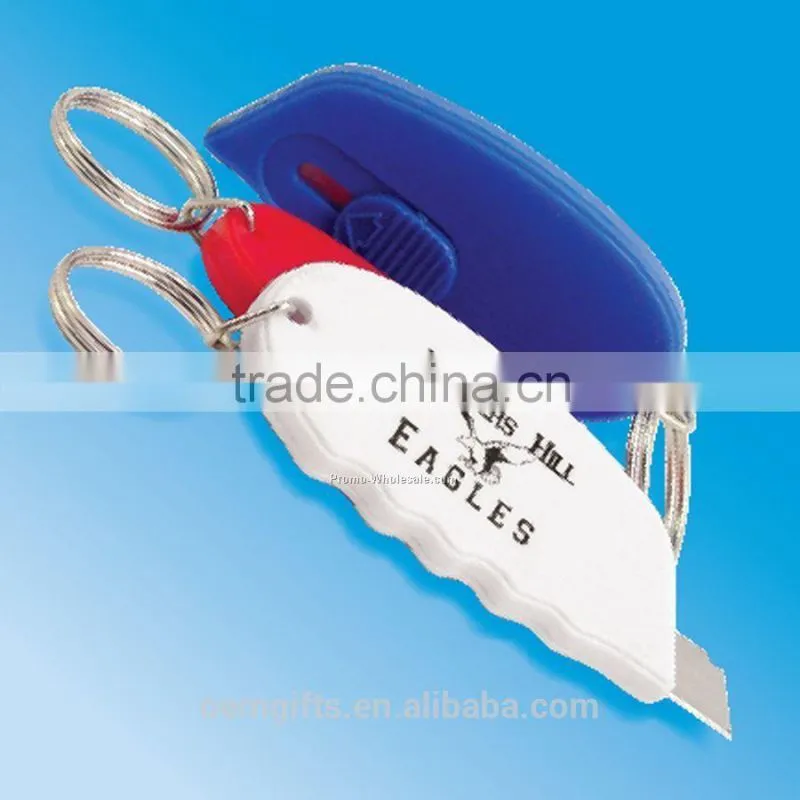 Mini Plastic Oval Retractable Cutter With Key Ring