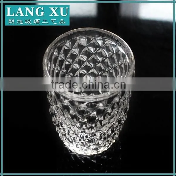 Hand pressed transparent unique shaped wholesale tumbler drinking water glass