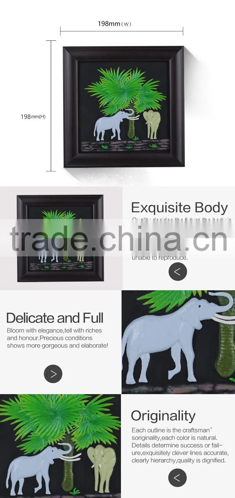 Modern wooden home decor wall,couple of elephants solid wood frame handmade craft