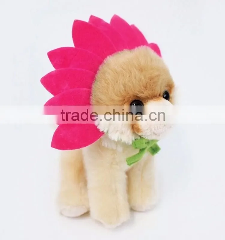 St dog with sunflower headband unisex plush toys small dog cotton filled