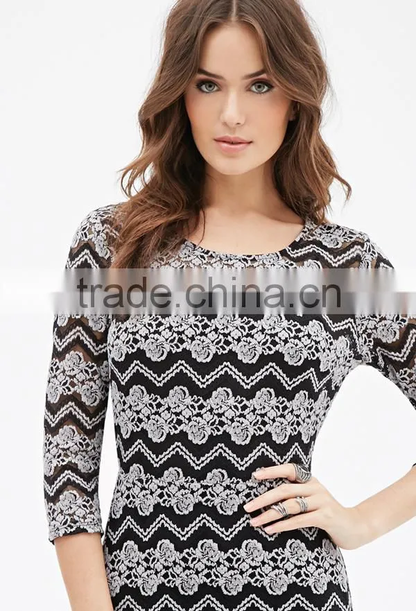 Floral and chevron lace new fashion woman dress maxi long dress