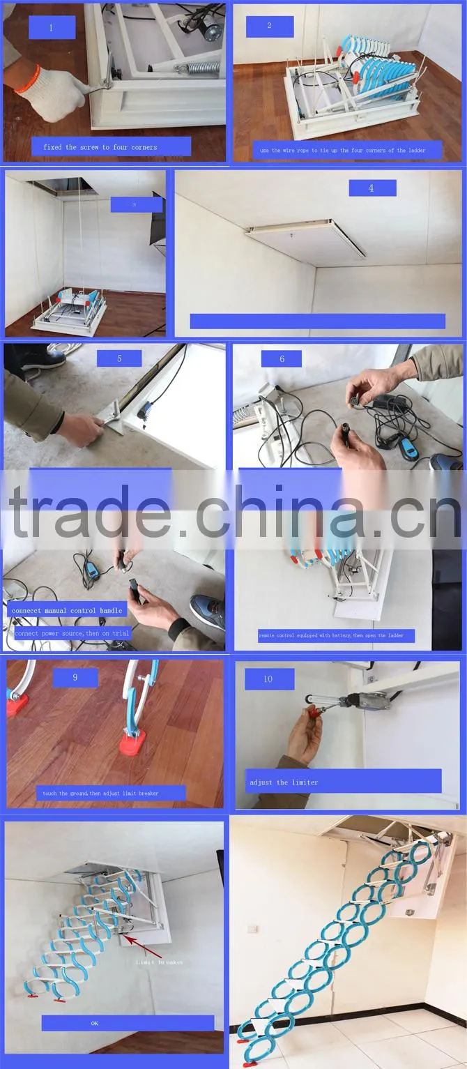 electric remote control retractable loft ladder