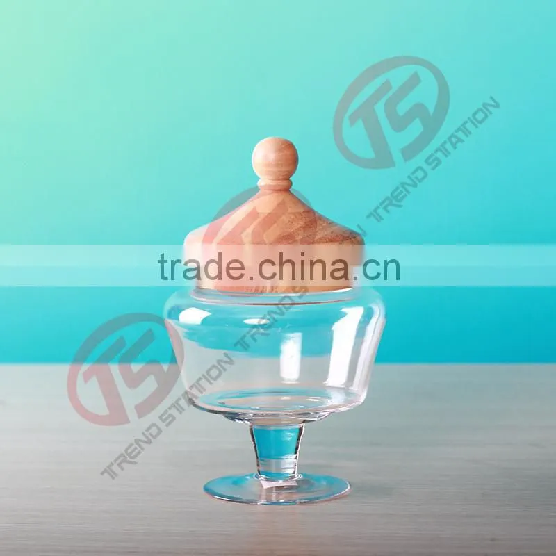 Glass storage jars with wooden lids wholesale