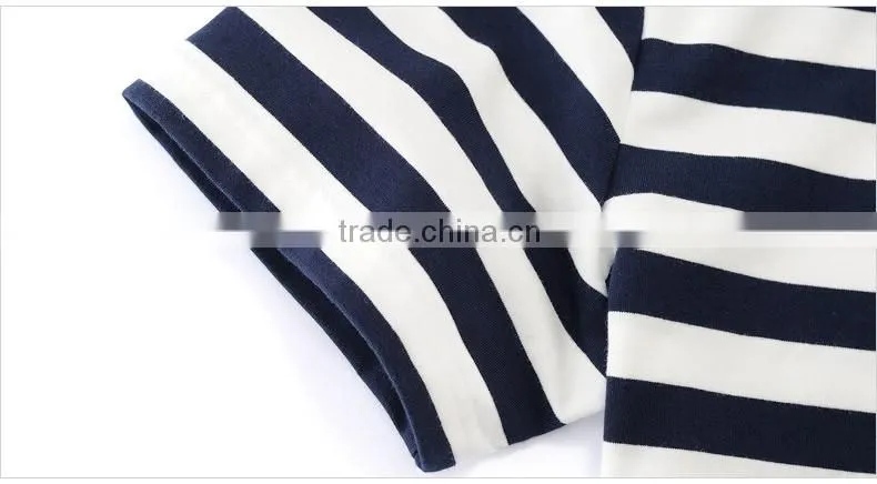 wholesale clothing high quality 100%cotton o neck stripes tshirts bulk with Chian clothes factory