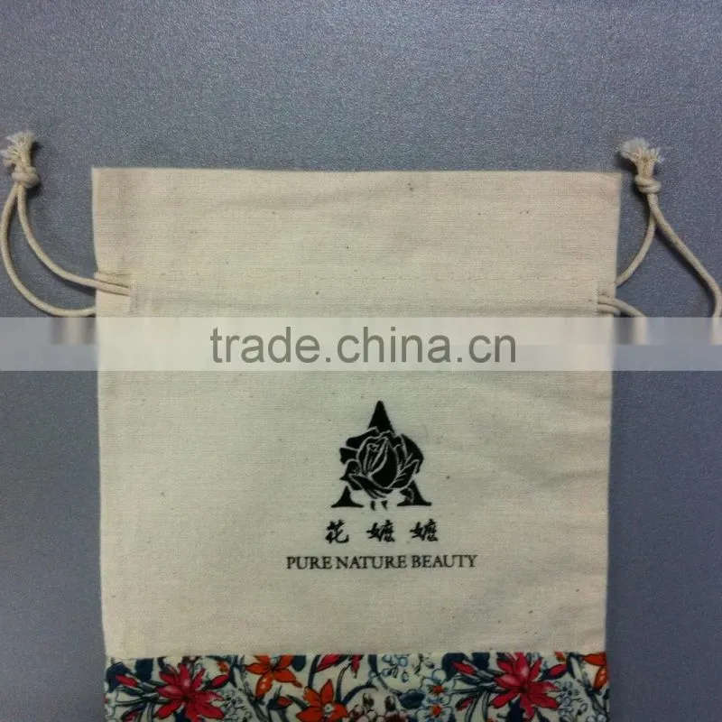 organic cotton drawstring bags/cotton fabric bag