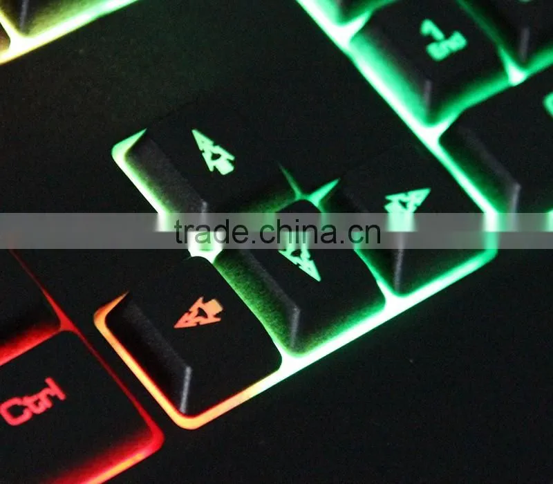 Cheaper black waterproof keyboard for gaming with rainbow backlit