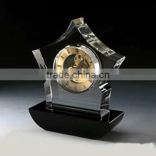 beautiful new style high quality 3d engraved crystal clock