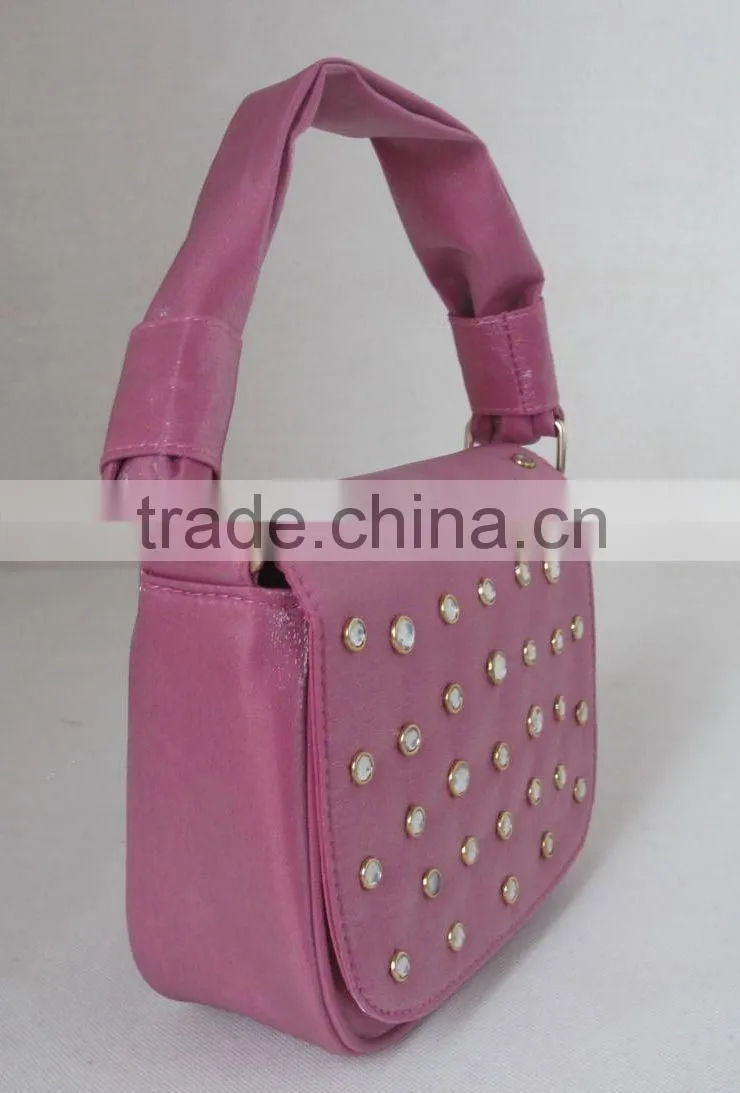 Cute satin clutch bag, diamond evening bag