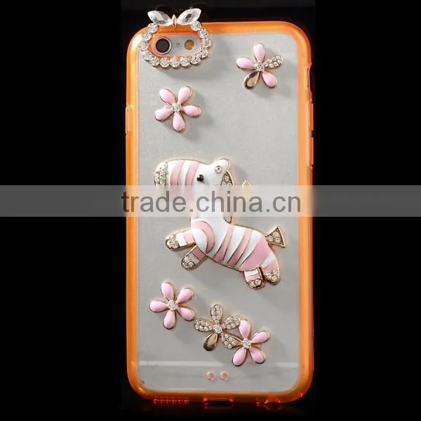3D Rhinestone phone case clear case for apple iPhone 6