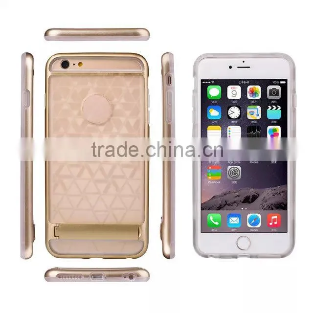 TPU + metal cover case with stand for i phone 6 5.5''