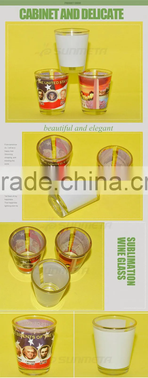 Sunmeta wholesale blank sublimation heat press small wine glass(3D-XJB)