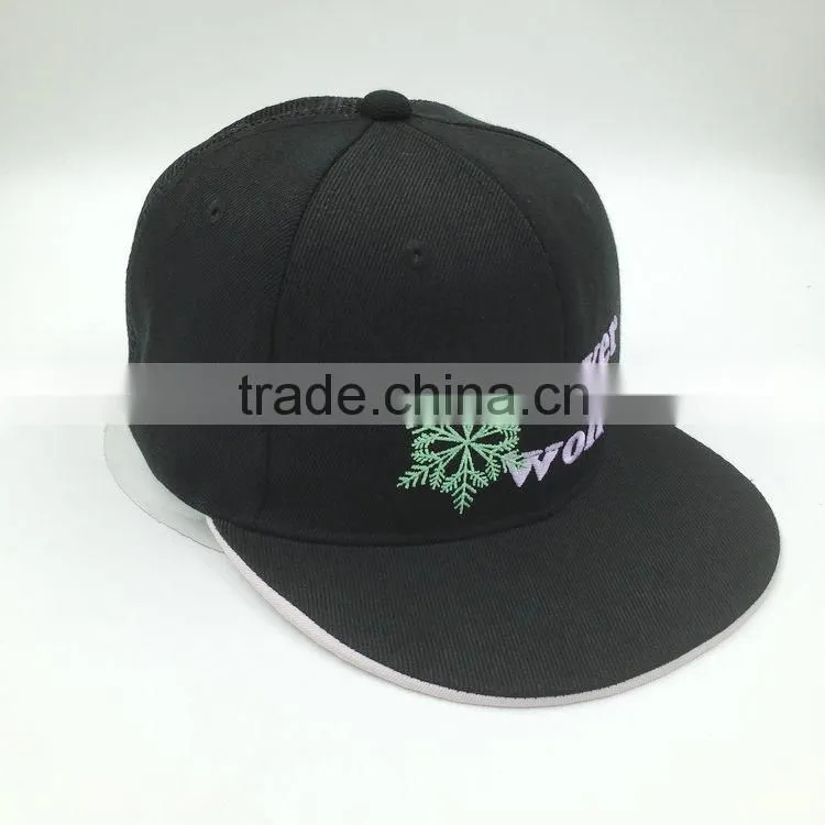 Custom embroidery black mesh snapback hats wholesale