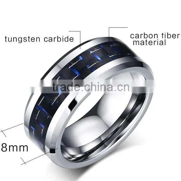 Top Quality Fashion Black Carbon Fiber Tungsten Steel Ring