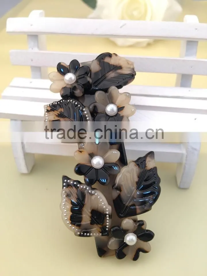 Wholesale channel hair accessories brand barrettes hair clips for thick long hair magnetic flower leaves hair clip