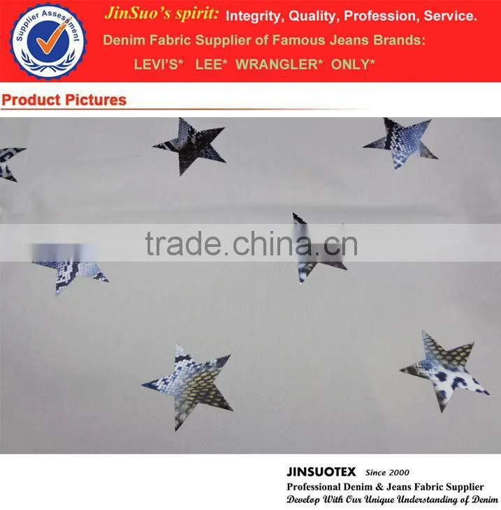 2016 new design printing denim fabric chinese factory