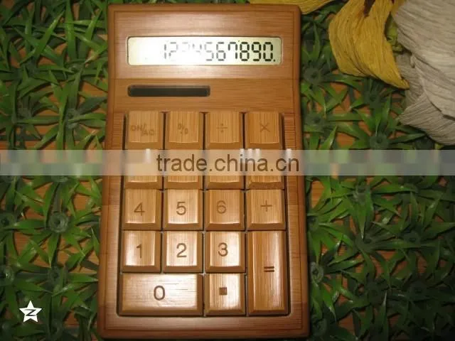 Solar Charge Bamboo Calculator Wood calculator unique for christmas gift
