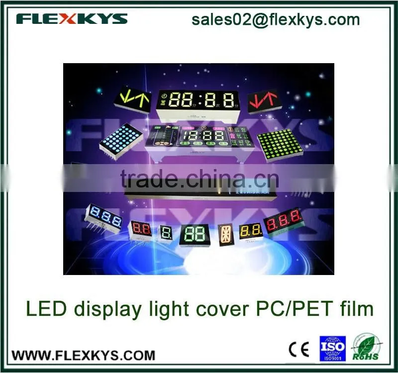 LED display graphic overlay for kitchen ventilator